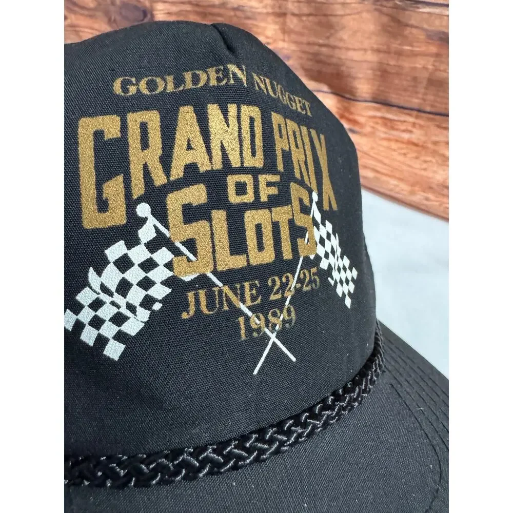 Vintage Black Golden Nugget Grand Prix of Slots June 22-25 1989 Hat